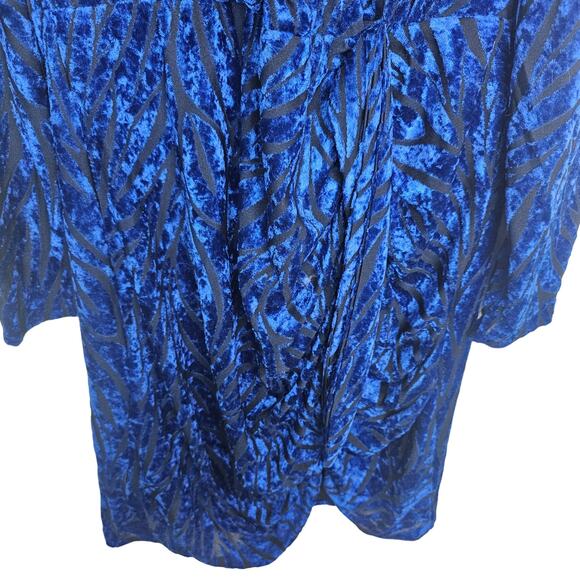 Torrid Dress Mini Dress Velvet Dress Long Sleeve Dress V Neck Dress 12 Blue NEW - Picture 3 of 11